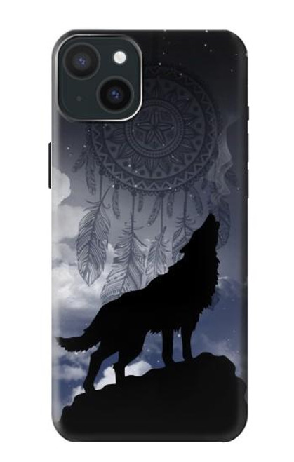 W3011 Dream Catcher Wolf Howling Funda Carcasa Case y Caso Del Tirón Funda para iPhone 15 Plus