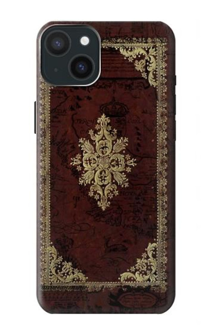 W3014 Vintage Map Book Cover Funda Carcasa Case y Caso Del Tirón Funda para iPhone 15 Plus