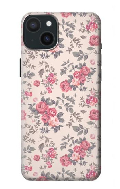 W3095 Vintage Rose Pattern Funda Carcasa Case y Caso Del Tirón Funda para iPhone 15 Plus