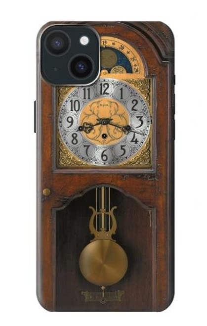 W3173 Grandfather Clock Antique Wall Clock Funda Carcasa Case y Caso Del Tirón Funda para iPhone 15 Plus