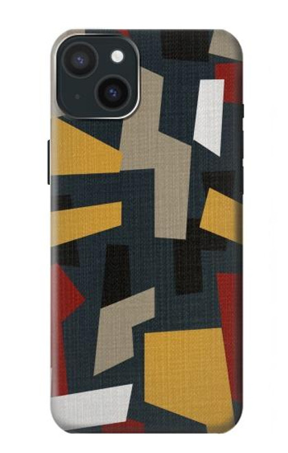 W3386 Abstract Fabric Texture Funda Carcasa Case y Caso Del Tirón Funda para iPhone 15 Plus