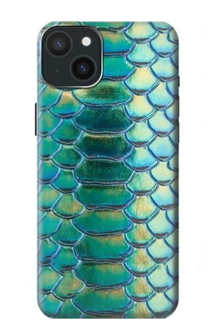 W3414 Green Snake Scale Graphic Print Funda Carcasa Case y Caso Del Tirón Funda para iPhone 15 Plus