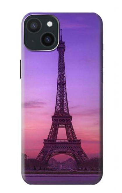 W3447 Eiffel Paris Sunset Funda Carcasa Case y Caso Del Tirón Funda para iPhone 15 Plus