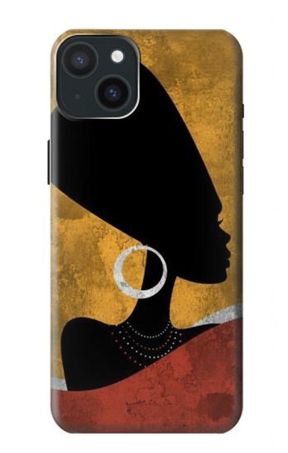 W3453 African Queen Nefertiti Silhouette Funda Carcasa Case y Caso Del Tirón Funda para iPhone 15 Plus