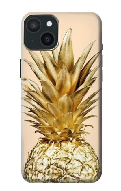 W3490 Gold Pineapple Funda Carcasa Case y Caso Del Tirón Funda para iPhone 15 Plus