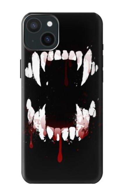 W3527 Vampire Teeth Bloodstain Funda Carcasa Case y Caso Del Tirón Funda para iPhone 15 Plus