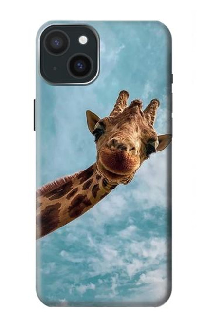 W3680 Cute Smile Giraffe Funda Carcasa Case y Caso Del Tirón Funda para iPhone 15 Plus
