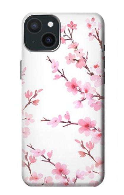 W3707 Pink Cherry Blossom Spring Flower Funda Carcasa Case y Caso Del Tirón Funda para iPhone 15 Plus