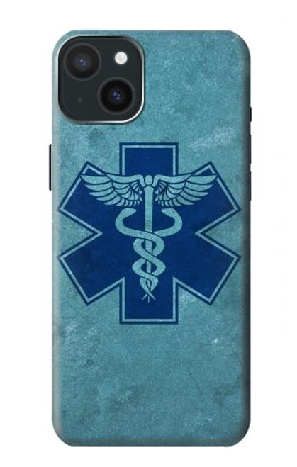 W3824 Caduceus Medical Symbol Funda Carcasa Case y Caso Del Tirón Funda para iPhone 15 Plus