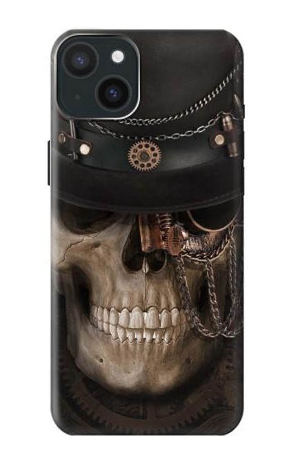 W3852 Steampunk Skull Funda Carcasa Case y Caso Del Tirón Funda para iPhone 15 Plus
