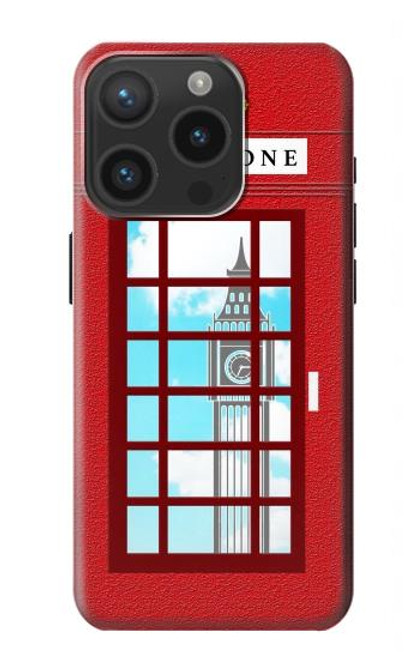 W2059 England British Telephone Box Minimalist Funda Carcasa Case y Caso Del Tirón Funda para iPhone 15 Pro