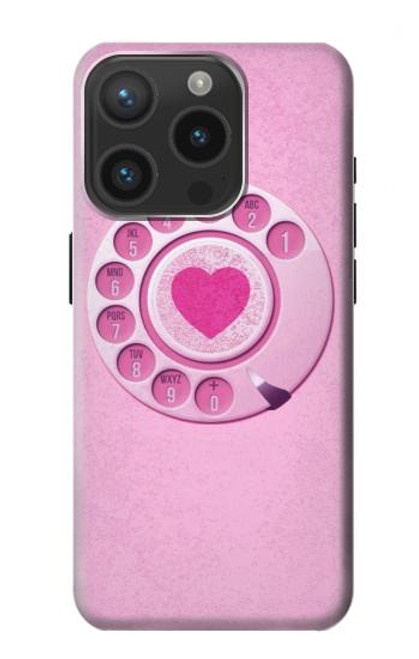 W2847 Pink Retro Rotary Phone Funda Carcasa Case y Caso Del Tirón Funda para iPhone 15 Pro