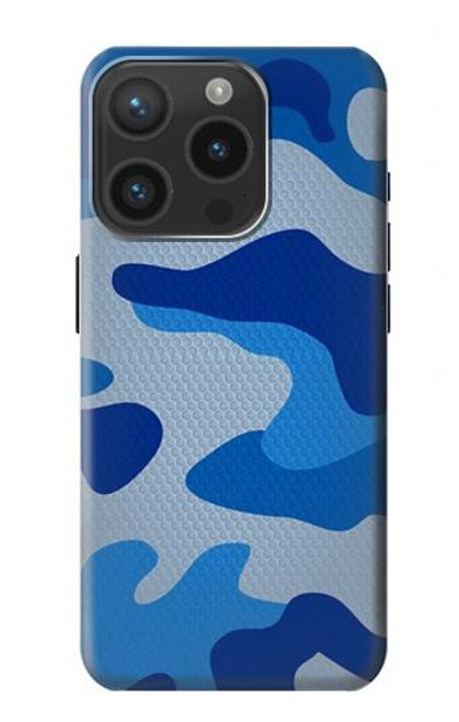 W2958 Army Blue Camo Camouflage Funda Carcasa Case y Caso Del Tirón Funda para iPhone 15 Pro