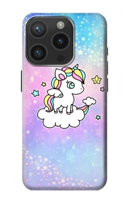 W3256 Cute Unicorn Cartoon Funda Carcasa Case y Caso Del Tirón Funda para iPhone 15 Pro