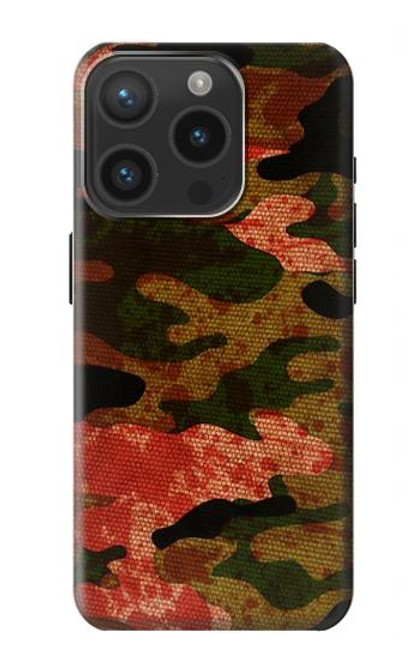 W3393 Camouflage Blood Splatter Funda Carcasa Case y Caso Del Tirón Funda para iPhone 15 Pro