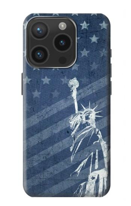 W3450 US Flag Liberty Statue Funda Carcasa Case y Caso Del Tirón Funda para iPhone 15 Pro