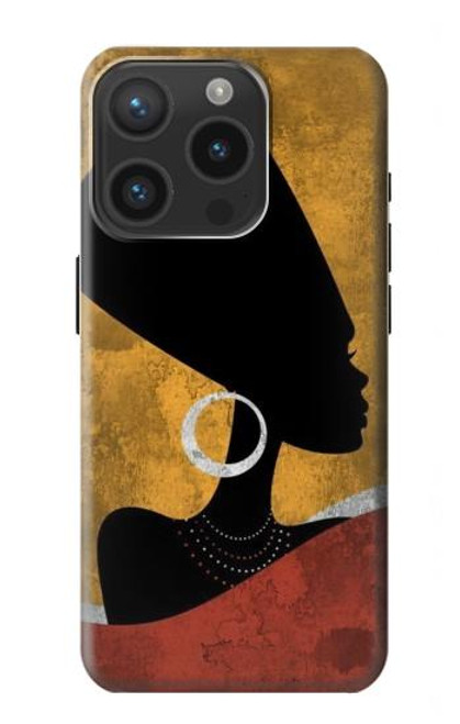 W3453 African Queen Nefertiti Silhouette Funda Carcasa Case y Caso Del Tirón Funda para iPhone 15 Pro