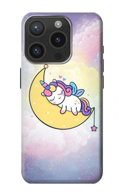 W3485 Cute Unicorn Sleep Funda Carcasa Case y Caso Del Tirón Funda para iPhone 15 Pro