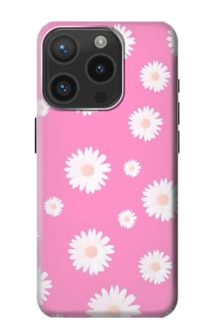 W3500 Pink Floral Pattern Funda Carcasa Case y Caso Del Tirón Funda para iPhone 15 Pro