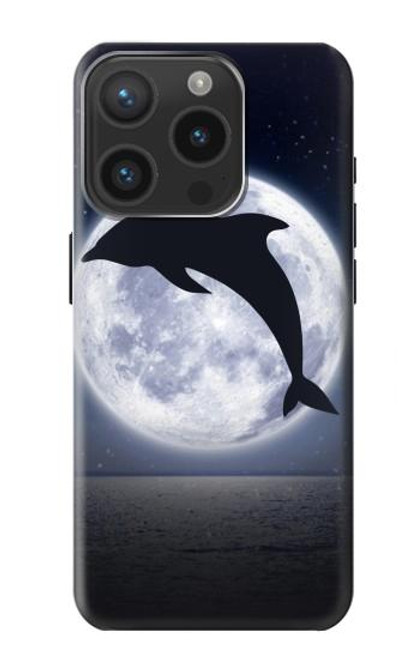 W3510 Dolphin Moon Night Funda Carcasa Case y Caso Del Tirón Funda para iPhone 15 Pro