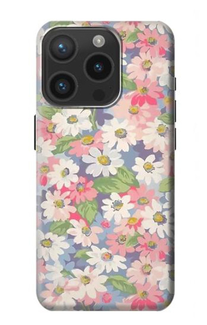 W3688 Floral Flower Art Pattern Funda Carcasa Case y Caso Del Tirón Funda para iPhone 15 Pro