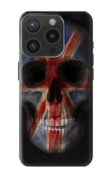 W3848 United Kingdom Flag Skull Funda Carcasa Case y Caso Del Tirón Funda para iPhone 15 Pro