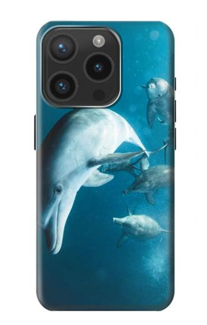 W3878 Dolphin Funda Carcasa Case y Caso Del Tirón Funda para iPhone 15 Pro