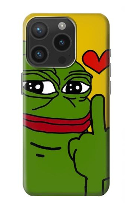 W3945 Pepe Love Middle Finger Funda Carcasa Case y Caso Del Tirón Funda para iPhone 15 Pro