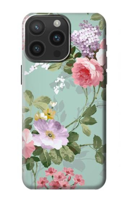 W2178 Flower Floral Art Painting Funda Carcasa Case y Caso Del Tirón Funda para iPhone 15 Pro Max