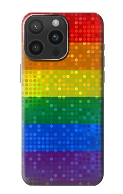 W2683 Rainbow LGBT Pride Flag Funda Carcasa Case y Caso Del Tirón Funda para iPhone 15 Pro Max