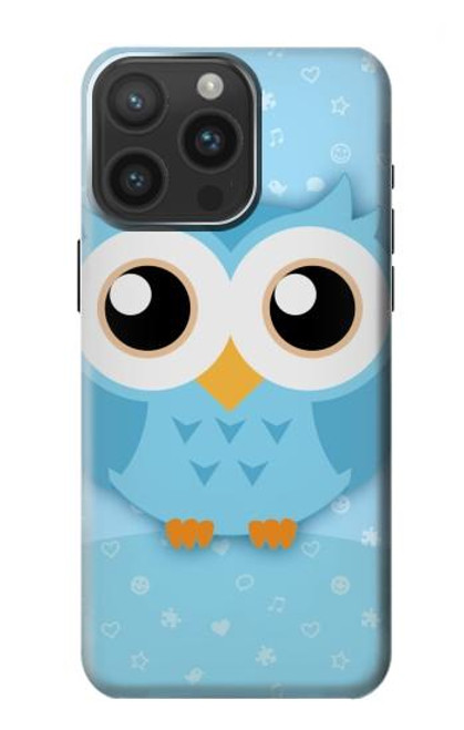 W3029 Cute Blue Owl Funda Carcasa Case y Caso Del Tirón Funda para iPhone 15 Pro Max