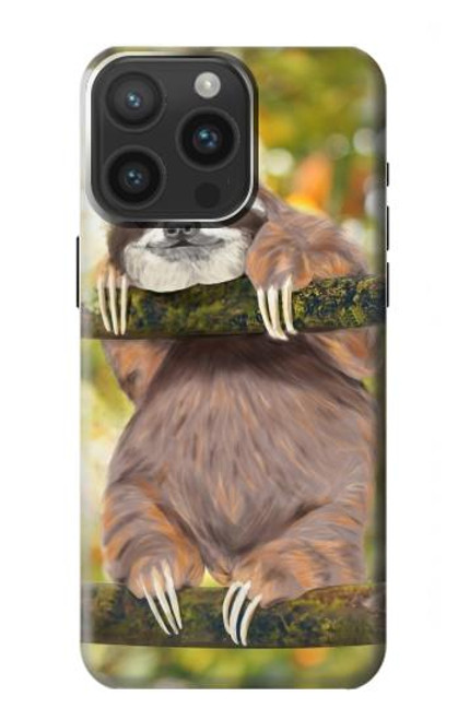 W3138 Cute Baby Sloth Paint Funda Carcasa Case y Caso Del Tirón Funda para iPhone 15 Pro Max