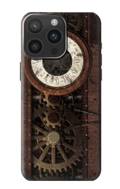 W3221 Steampunk Clock Gears Funda Carcasa Case y Caso Del Tirón Funda para iPhone 15 Pro Max