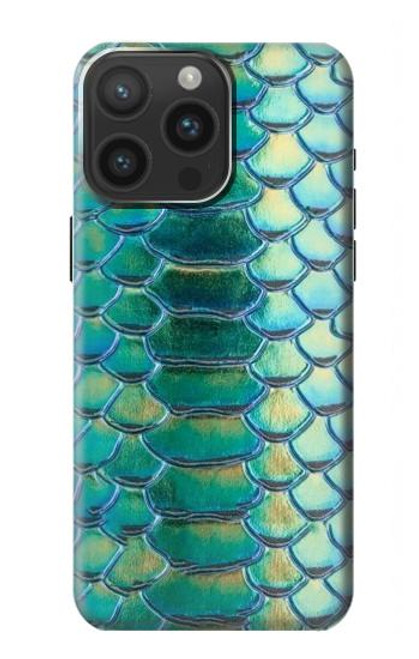 W3414 Green Snake Scale Graphic Print Funda Carcasa Case y Caso Del Tirón Funda para iPhone 15 Pro Max