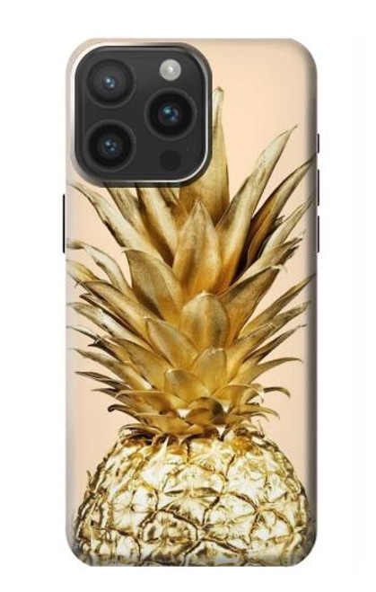 W3490 Gold Pineapple Funda Carcasa Case y Caso Del Tirón Funda para iPhone 15 Pro Max