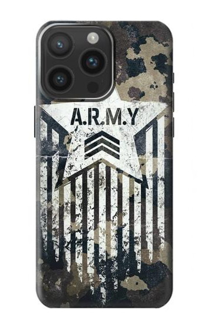 W3666 Army Camo Camouflage Funda Carcasa Case y Caso Del Tirón Funda para iPhone 15 Pro Max