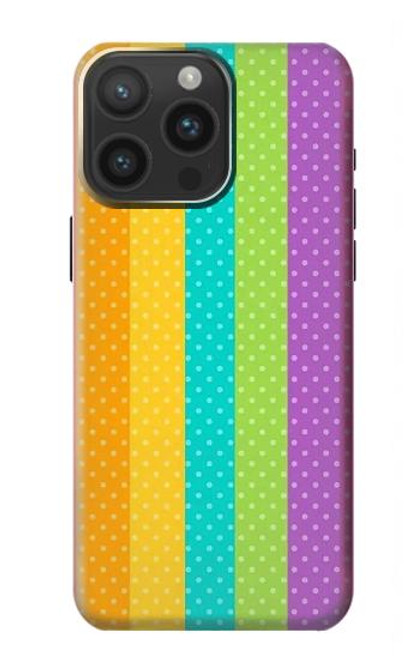 W3678 Colorful Rainbow Vertical Funda Carcasa Case y Caso Del Tirón Funda para iPhone 15 Pro Max