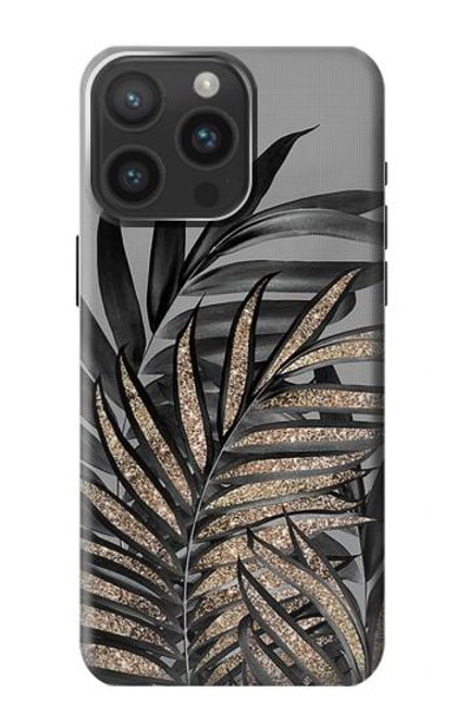 W3692 Gray Black Palm Leaves Funda Carcasa Case y Caso Del Tirón Funda para iPhone 15 Pro Max