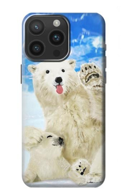 W3794 Arctic Polar Bear and Seal Paint Funda Carcasa Case y Caso Del Tirón Funda para iPhone 15 Pro Max