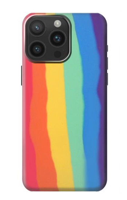 W3799 Cute Vertical Watercolor Rainbow Funda Carcasa Case y Caso Del Tirón Funda para iPhone 15 Pro Max