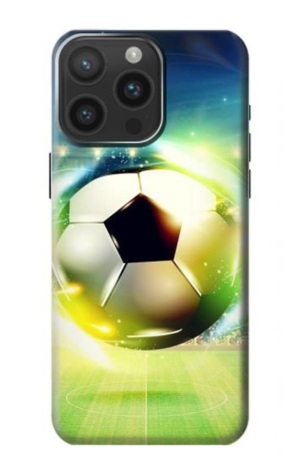 W3844 Glowing Football Soccer Ball Funda Carcasa Case y Caso Del Tirón Funda para iPhone 15 Pro Max