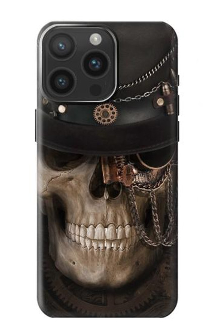 W3852 Steampunk Skull Funda Carcasa Case y Caso Del Tirón Funda para iPhone 15 Pro Max