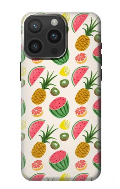 W3883 Fruit Pattern Funda Carcasa Case y Caso Del Tirón Funda para iPhone 15 Pro Max