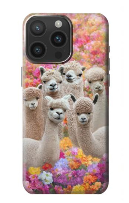 W3916 Alpaca Family Baby Alpaca Funda Carcasa Case y Caso Del Tirón Funda para iPhone 15 Pro Max