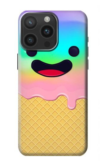 W3939 Ice Cream Cute Smile Funda Carcasa Case y Caso Del Tirón Funda para iPhone 15 Pro Max