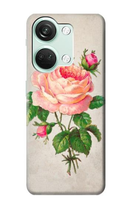 W3079 Vintage Pink Rose Funda Carcasa Case y Caso Del Tirón Funda para OnePlus Nord 3