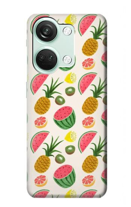 W3883 Fruit Pattern Funda Carcasa Case y Caso Del Tirón Funda para OnePlus Nord 3