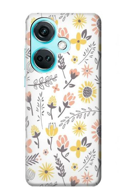 W2354 Pastel Flowers Pattern Funda Carcasa Case y Caso Del Tirón Funda para OnePlus Nord CE3