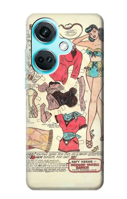 W3820 Vintage Cowgirl Fashion Paper Doll Funda Carcasa Case y Caso Del Tirón Funda para OnePlus Nord CE3