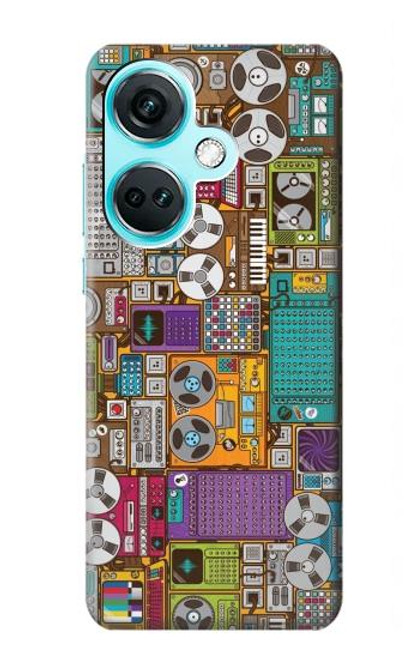 W3879 Retro Music Doodle Funda Carcasa Case y Caso Del Tirón Funda para OnePlus Nord CE3